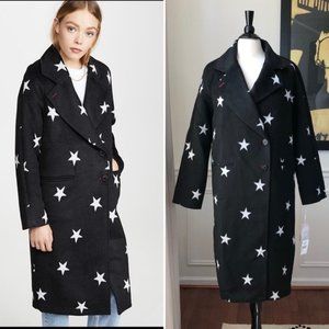 Avec Les Filles Star-Print Wool Coat Black XS